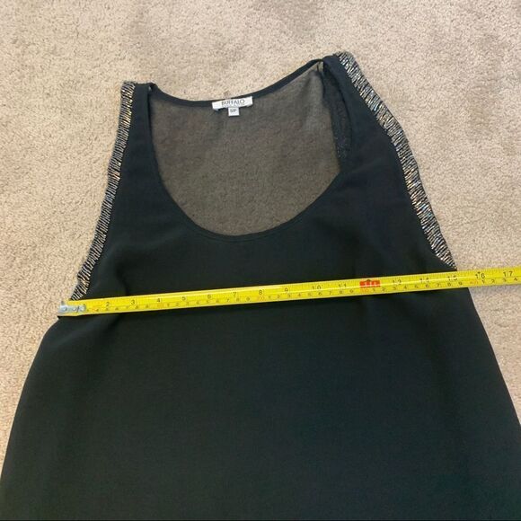 𝅺BUFFALO Black chiffon sheer beaded camisole blouse Sz S - Picture 7 of 8